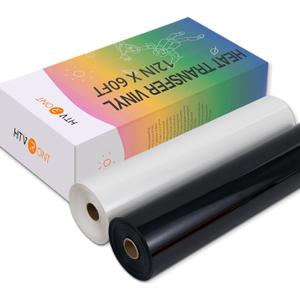 HTVRONT Heat Transfer Vinyl Black & White Iron on Vinyl-12 x 60FT Black & White HTV Vinyl Roll Easy to Cut & Weed for Heat Vinyl Design