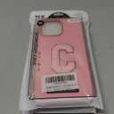 Skyseaco for iPhone 15 Pro Max Case Aesthetic Monogram Phone Case with Pink Leather Embroidered Letters Shockproof Protective Cover for Women Girls, Initial C Pack of 2