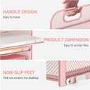 4-Tier Paper Organizer for Desk With Handle, Mesh Desktop File Tray, Office Classroom Organization and Storage - Pink