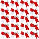 Hipcheer 20pcs 8" Large Red and White Cheer Bows for Girls, Hand-made Grosgrain Ribbon Hair Accessories for Teen Girls Softball Cheerleader Sports (Red/White (Pack of 20))