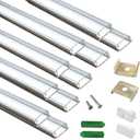 THMOOTHER Clear LED Strip U Channel 10-Pack 3.28FT,17X7.5MM Surface Mounted Tape Light Aluminum Track with Transparent Cover Cabinet,Stairs,Counter,Wall Flush Installed Low Profile (10, 3.28FT)