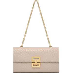 Clutch Handbag for Women, Woven Shoulder Crossbody Bag Evening Purse for Prom, Cocktail, and Wedding (Beige)