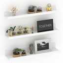 Giftgarden 24 Inch White Floating Shelves for Wall Mount, Modern Wood Wall Shelf Ledge for Bathroom Bedroom Living Room Kitchen Nursery Storage, Set of 3 Different Sizes