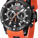 AIMES Watch for Men Sport Military Waterproof Chronograph Mens Watches Analog Quartz Big Face Classic Stylish Fashion Casual Designer Business Work Wrist Watch Elegant Gift for Men (orange)