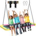 60'' Rectangle Platform Tree Swing for Kids and Adults, Giant Flying Swing with Adjustable Hanging Strap, Waterproof Textilene Fabric Tear & UV Resistant, Swings Set for Backyard Garden