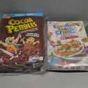 Cocoa PEBBLES Cereal, Chocolatey Kids Breakfast, Gluten Free Rice Crunch, 27.5 oz Mega Size Cereal Box (BBD: 07/08/26) / Cinnamon Toast Crunch Breakfast Cereal, Crispy Cinnamon Cereal, 12 oz BBD: 09/07/26
