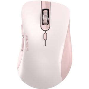 RAPIQUE Bluetooth Wireless Mouse - Dual Bluetooth & 2.4 GHz USB Receiver, Ergonomic Design, Quiet Clicks, Low Power - Multi-Device Compatibility for MacBook, Laptop, Computer, iPad Air/Pro (Pink)