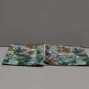 Kt KILOtela - Digital Printing Canvas Fabric Half Panama Organic Cotton Decoration Upholstery Cushion Tablecloths 56*40 Width Flowers Alphonsine Green Garnet - 1 Meter