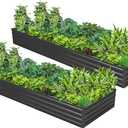 2PCS 9x3x1ft Galvanized Raised Garden Bed,Outdoor Planter Box Metal Patio Kit Planting Bed for Vegetables Flowers Herb,Black