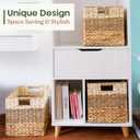 CHI AN HOME 12x12 Storage Cube Bins Wicker Storage Basket for Cube Shelf, Natural Foldable Square Baskets for Storage, Large Woven Cube Storage Bin with Handle, Baskets for Pantry, Bedroom Set of 4