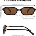 NULOOQ Retro Rectangular Sunglasses for Women, 90s Trendy Small Narrow Square Frame Sun Glasses (A1* (Black Frame/Brown Lens + Black Frame/Gray Lens) - 2 Pack)