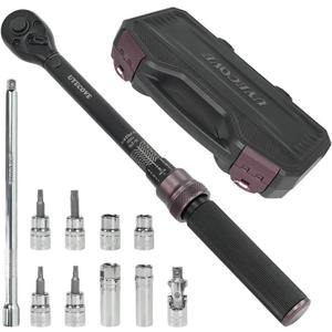 11Pcs 3/8 Inch Drive Spark Plug Socket Set with 72 Tooth Click Torque Wrench 5-45FT.LB/6.8-61N.M - Heavy Duty Magnetic Swivel Spark Plug Socket for Easy Access & Removal of Spark Plugs