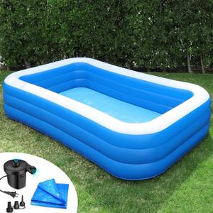 Inflatable Pool for Adults 10' x 6' - Bundle (Ground Tarp and Electric Pump Included) - Easy Setup (10ft x 6ft (w/ Electric Pump + Protective Tarp))