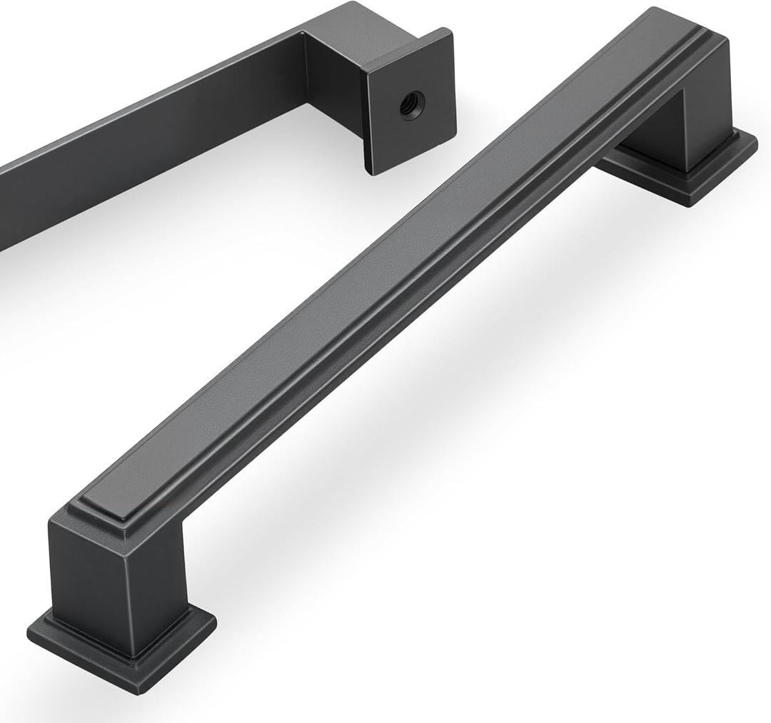 10 Pack 5 Inch(128mm) Hole Center Matte Dark Gunmetal Gray Modern Cabinet Pulls Kitchen Cabinet Handles Kitchen Cabinet Hardware Timeless Drawer Pulls for Dresser Cupboard Wardrobe, Gray(5x10)