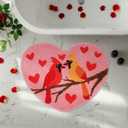 Valentines Day Cardinal Bathroom Rug Pink Heart Bath Mat Valentines Bathroom Decor Rugs 25.6 x 20.2 Inch for Tub Home Living Room