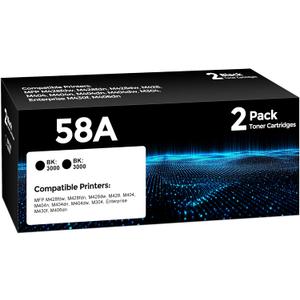 58A Toner Cartridge Black Replacement for HP 58A 58X CF258A CF258X High Yield Toner Use with Laser Jet Pro M404dw M406dn M404dn M404n MFP M430f M428fdn (2 Black)
