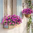 Artificial Flowers for Outdoors, 6 Bundles Silk Fake Hibiscus Flowers for Spring Summer Decoration, UV Resistant Fake Plants Plastic Bouquet for Home Planter Porch Patio Yard Decor(Light Purple Red)