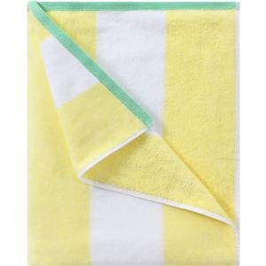 Cotton Oversized Beach Towel - Large 70 x 35 Inch Pool Towel, Yellow Striped Quick Dry Swimming Cabana Towel