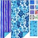 2 Pack Microfiber Thin Beach Towel Lightweight 71x32 Oversized Extra Large Sand Free Towels Quick Dry for Travel Pool Yoga Gym Sports Beach Accessories Vacation Essential Gift (2 Pcs Strippes Porcelain)