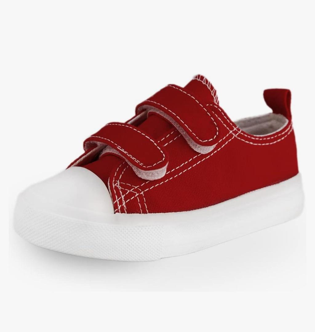 Toddler Boys and Girls Low Top Canvas Adjustable Strap Sneakers 24