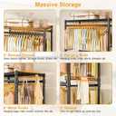 ULIFHOME P4 Plus Rolling Clothes Rack Heavy Duty, Clothing Racks for Hanging Clothes, Free Standing Garment Racks with Wheels, Portable Closet Rack 45''W 20.5''D 80.5''H, Max Load 570 Lbs, Black