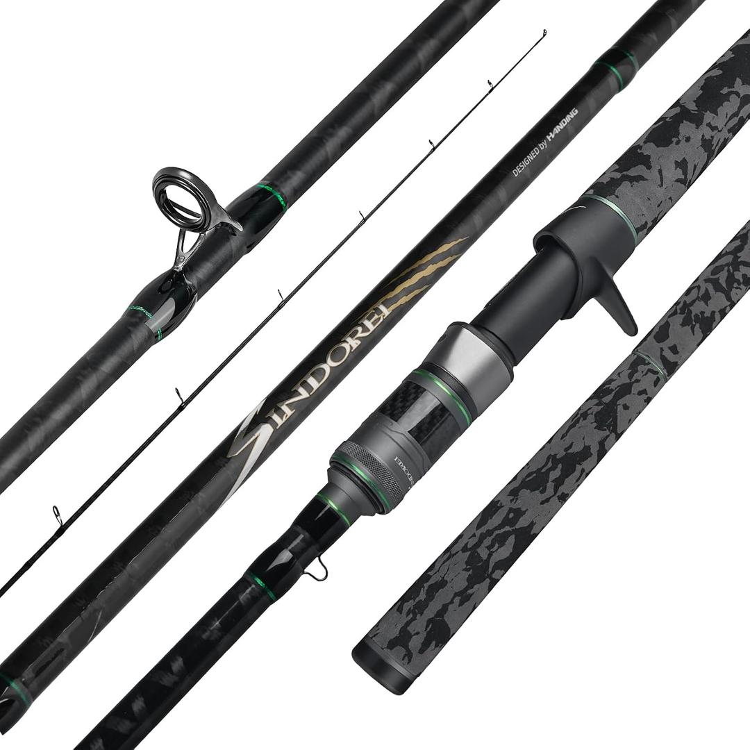 HANDING SINDOREI Heavy Fishing Rod, 2-Piece Heavy Casting & Spinning Rod | Big Game Rod Suitable for Swimbaits Jigs Catfish Musky Striper, Freshwater & Inshore Saltwater, 8'10''- Extra Extra Heavy - 40-80LB