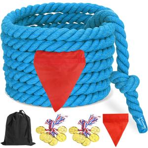 CWLAKON Tug of War Rope for Kids and Adults, Field Day Family Reunion Birthday Party Games, Outdoor Camping Picnic Backyard Carnival Games, Team Building Activities Play Set Climber Attachments Blue