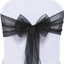 Black Organza Chair Sashes 50 Pack, Chair Bows for Party Wedding Conference Dcor, Universal Chiffon Chairs Knots Ties for Folding Chairs Decorations