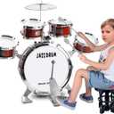 Toy Drum Set for Toddler Kids | Jazz Drum Kit with 5 Drums Percussion Musical Instruments Toys for 3 4 5 Year Old Boys Girls Gifts Ages 3-5 (Red)