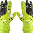 Sportout Youth & Adult Goalie Goalkeeper Gloves, Strong Grip for The Toughest Saves, with Finger Protect & 4+3MM Latex to Give Splendid Protection to Prevent Injuries,4 Colors (7, Green)