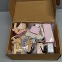 Wooden Dollhouse Furniture Set, Dollhouse Accessories and Furniture, with 7 Rooms 3 Dolls, Includes Patio Set & Dog Set, Doll House Furniture Toys Gift for Kids Boys Girls