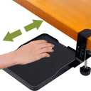 FUZADEL Ergonomic Mouse Tray Desk Attachment Mouse Platform Slide Out Extension Clamp On Wrist Rest Pad Under Desk Shelf (Black)