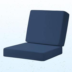 Outdoor Deep Seat Cushion Set, 22 x 22 Inch Waterproof and Fade Resistant Patio Furniture Cushion Backrest with Ties for Patio Garden Yard and Balcony (Blue, 22x22Inch)