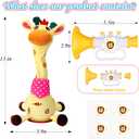 Vodolo Talking Singing Dancing Giraffe Toy with 60 Children's Song, Recharged Interactive Giraffe Plush Musical Baby Toys for Repeats What You Say, Tummy Time Giraffe Gifts, Toddler Stuffed Animal Toys
