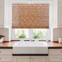 Forever Bamboo Light-Filtering Cord-Free Bamboo Reed Roll-Up Blind Shades for Windows Manual Roman Blinds Coffee 48 in W x 72 in H