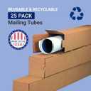 BOX USA Cardboard Box 18"L x 3"W x 3"H, Pack of 25 | Poster Tube for Mailing and Storage of Blueprints, Artwork, Crafts, Long Art Holder, 18 inches
