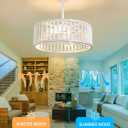 Ceiling Fans with Lights and Remote - Bulbs Included, Caged Fandelier with Handcrafted Beaded Dcor 19 inches Reversible Flat and Angled Ceiling Installation, White