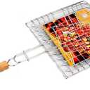 Barbeque Grill Basket, Portable BBQ Grilling Baskets with Long Handle, Stainless Steel Grilling Basket for Fish Vegetables Steak Shrimp Chops Outdoor Grill Tool Accessories