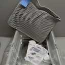 1set Stainless Steel Cat Litter Box High Sides Design for Less and Spacious Indoor Toilet for Kittens and Cats Includes Scoop and Mat