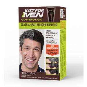 Just for Men Control GX Grey Reducing Shampoo, Gradual Hair Color with Keratin for Stronger Thicker and Healthier Looking Hair, 4 Fl Oz Pack of 1 