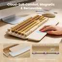 Wireless Keyboard and Mouse Combo, Magnetic Soft-Touch Wrist Rest, Round Keycaps, Full-Size Retro Typewriter Keyboard, 2-Stage Tilt Legs, Auto Sleep, 2.4GHz Cordless for Windows PC, Beige-Brown Ombre