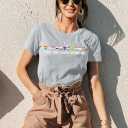 Pride Shirts for Women Lesbian Rainbow Letter Print T-Shirt LGBT Equality Tee Gay Pride Short Sleeve Top Blouse (M)