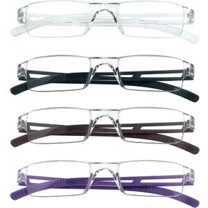 LifeArt 2/4 Pairs Reading Glasses, Blue Light Blocking Glasses, Computer Glasses for Men and Women, Rectangle Eyewear Frame (4color)