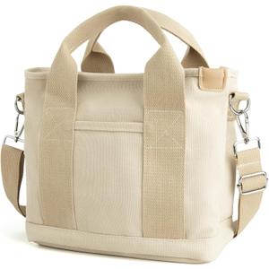 IwIeIaIrI Small Canvas Tote Bag for Women with Zipper and Water Bottle Pocket,Friends Birthday Gifts,Personalized Decoration (Khaki)