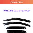KPY Rain Guards Fit for 1998-2010 Lincoln Town Car, Out-Channel Window Visors Vent Wind Deflectors 4PC, Car Accessories for 98-10 Lincoln Town Car