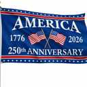 250 Years Anniversary USA Flags 3x5 FT 1776-2026 America 4th of July Decorations Flag Outdoor Patriotic Banner with Grommets Single Sided Decoration (250 Years Flag Blue)