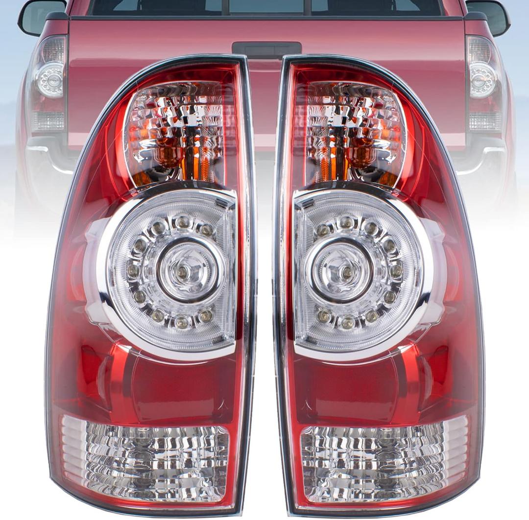 Boine Tail Light Compatible With 2005-2015 Toyota Tacoma Pickup Driver and Passenger Side Rear Light Brake Lamps LED Lens - Bulb and Harness Included 8155004160 8156004160