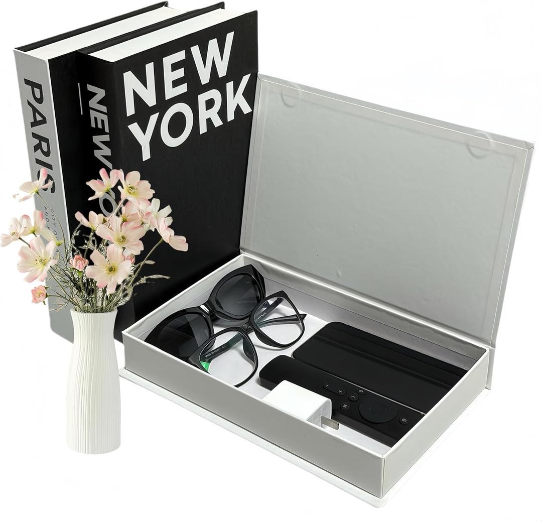 ZEMRTWAY 3 Pieces Decorative Books, Faux Books with Hidden Storage, Aesthetic Decor for Bookshelf Coffee Table, Decorative Book Boxes, Hollow Fake Book for Living Room