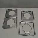 Silver Drip Pans Square,SGP-400,Burner Covers BN24 Replacement|Chrome Square Gas Range Pans Made of Porcelain-4packs by MIFLUS