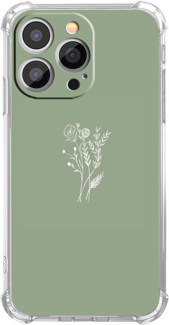 Green Flower Case for iPhone 13 Pro,Aesthetic Abstract Minimalism Floral Pattern,Soft TPU Full Cover Case for iPhone 13 Pro Green Flower Case for iPhone 13 Pro,Aesthetic Abstract Minimalism Floral Pattern,Soft TPU Full Cover Case for iPhone 13 Pro
